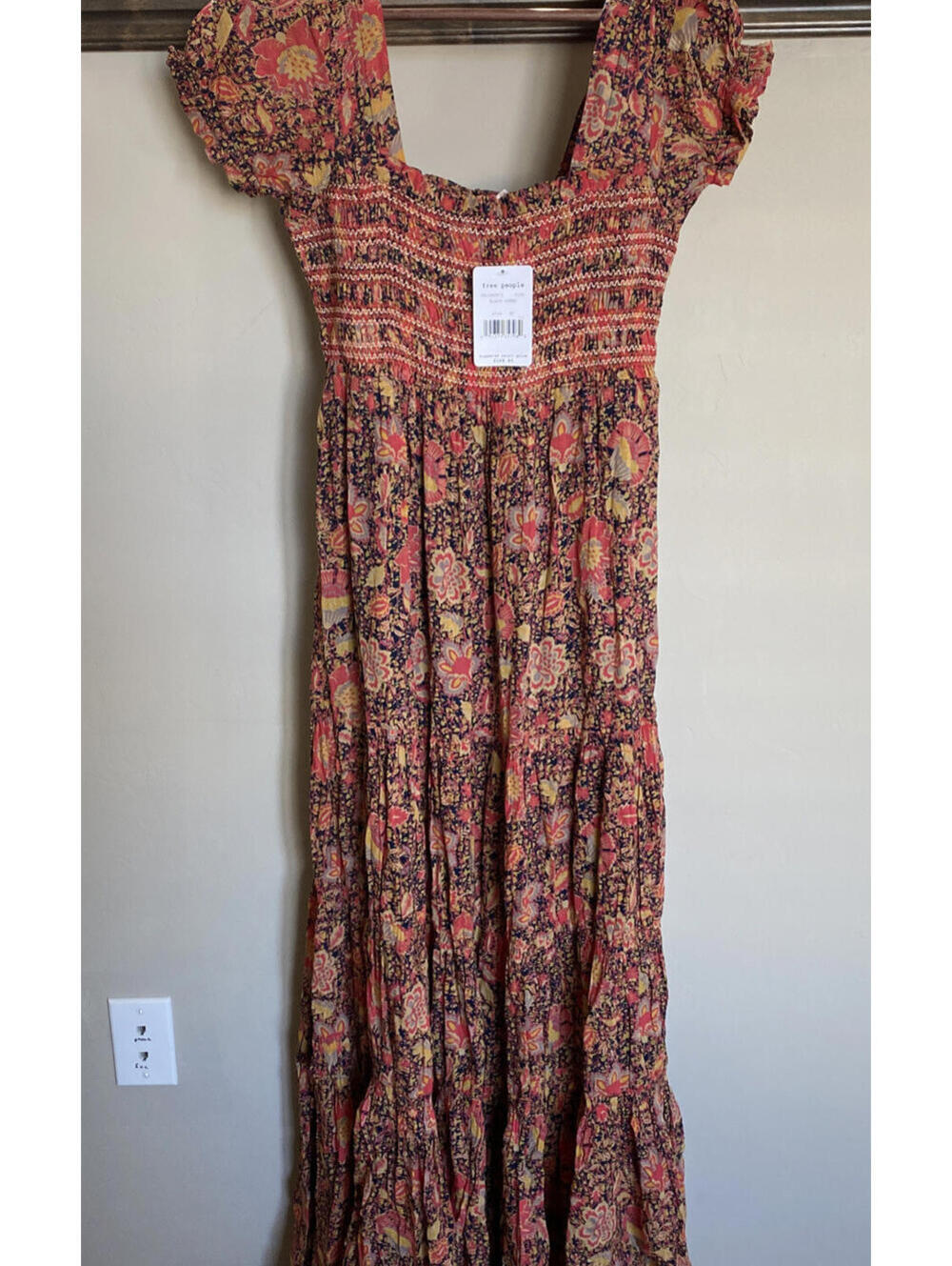 Free People Floral Maxi Dress in Rust and Yellow